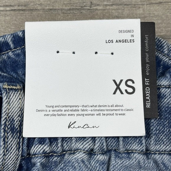 KanCan Jeans Women’s XS Blue High Rise Cuffed Paper Bag Mom Relaxed Fit - Picture 12 of 15